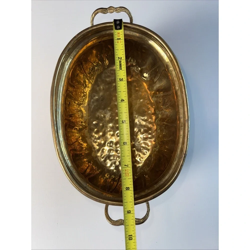 VTG Hosley Solid Brass Oval Planter With Handles Approx 8x6